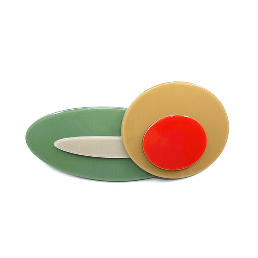 Green and camel hair barrette